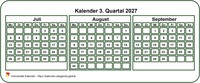 2027 Vierteljährlicher weißer Minikalender