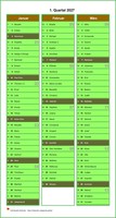 2027 Quartalskalender in der Spalte