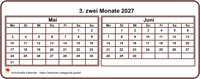 Zweimonatskalender 2027 mini weiß