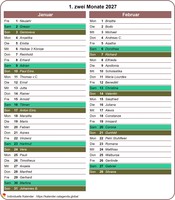 2027 Kalender zweimonatlich detailliertes Portrait