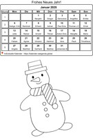 Januar 2027 Malkalender