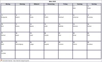 2008 Kalender März Leerformat Querformat