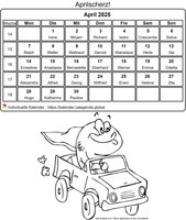April 2027 Malkalender