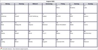 2008 Kalender August Leerformat Querformat