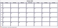 Kalender Oktober 2008