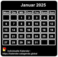August 2008 Mini-Kalender in Schwarz