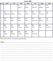 August 2008 Kalender mit Notizen
