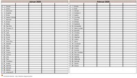 Kalender 2008 zweimonatlich, eine Spalte pro Person