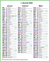2255 Vierteljahreskalender in Spalten